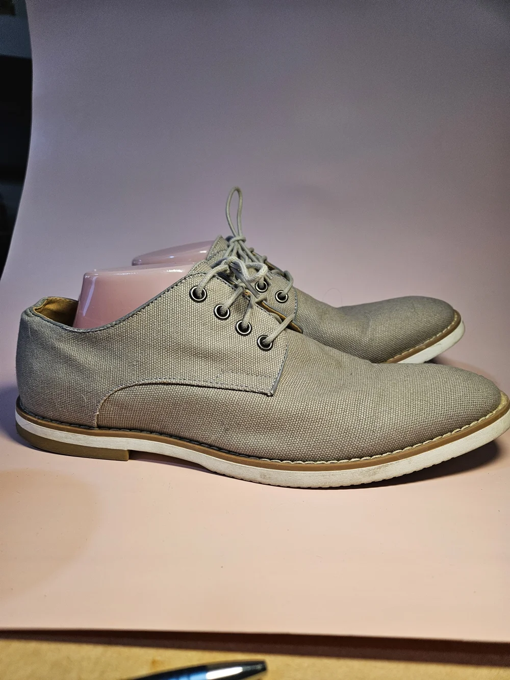 Steve Madden Light Beige Canvas Derby Shoes Size 11 B8n 10